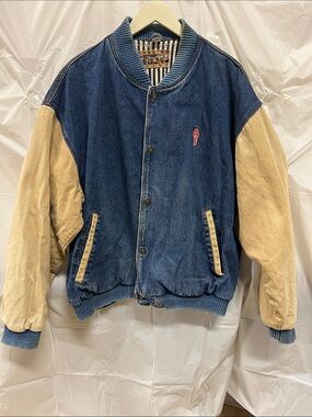 Men's Denim and Tan Bomber Jacket by turning point size 3X Kenworth logo
